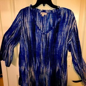 Royal blue and white top